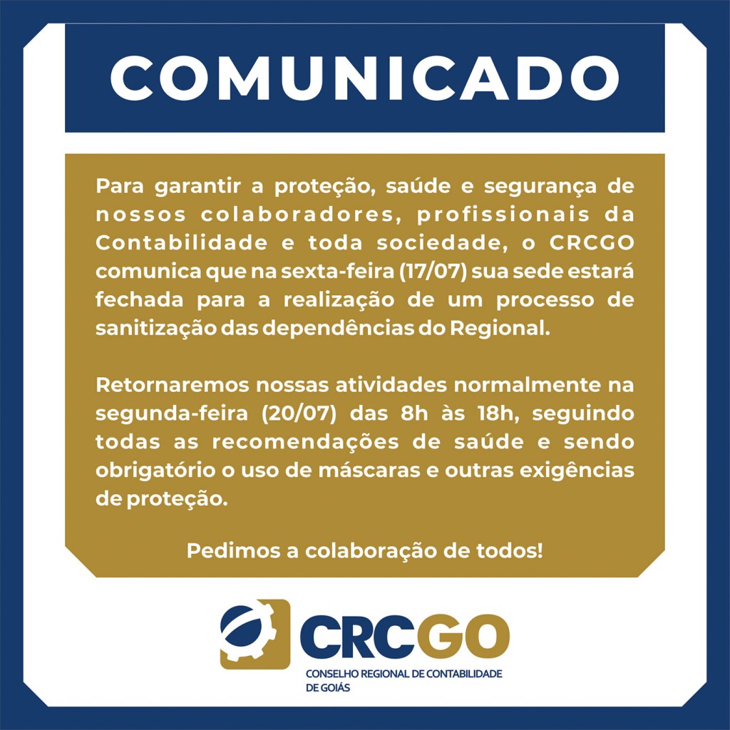 01-POST COMUNICADO DESINFECCAO DEPENDENCIAS DO CRCGO-Final